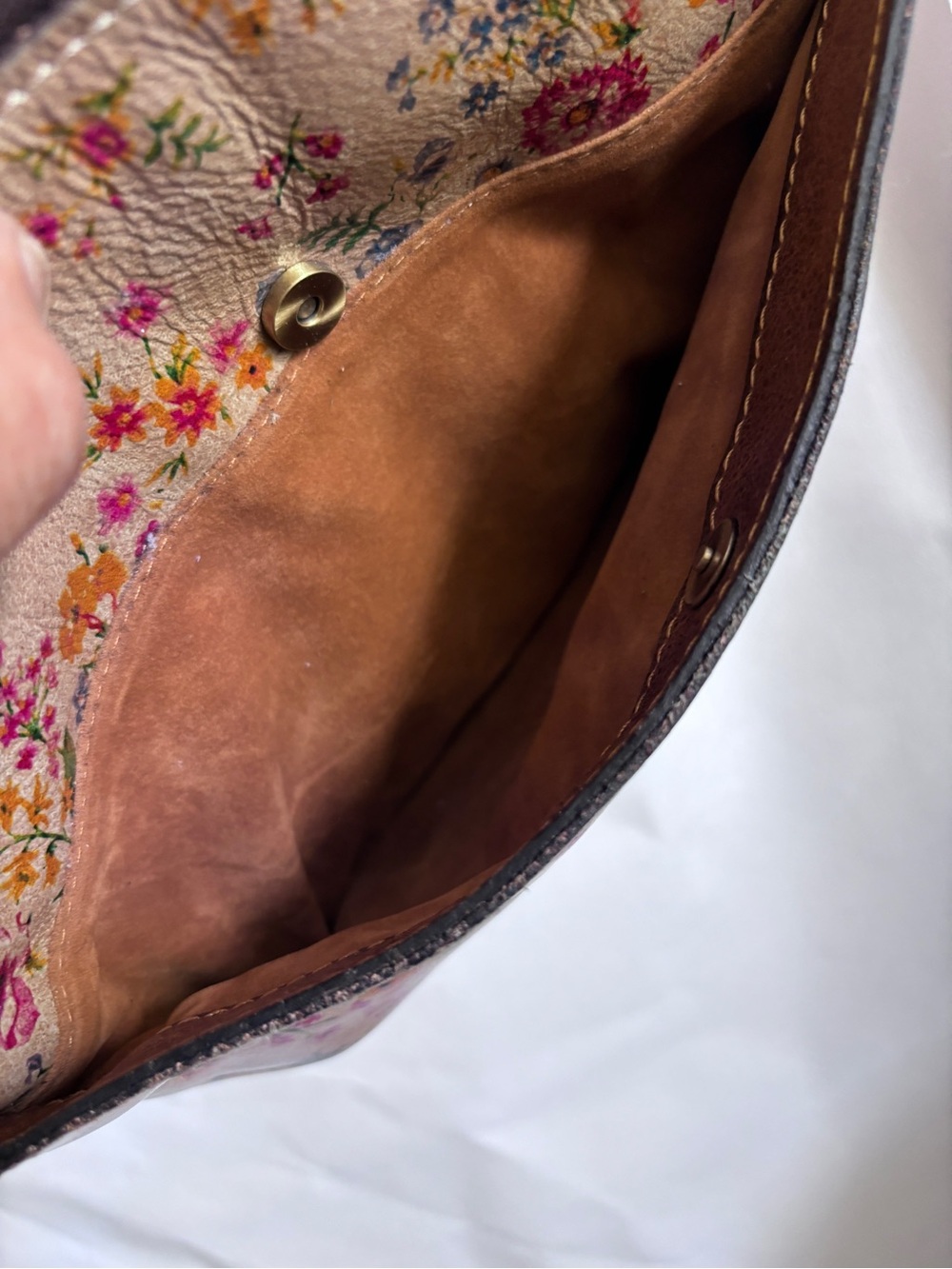 Patricia Nash Crossbody Leather Purse prairie rose beige with floral - Picture 11 of 13